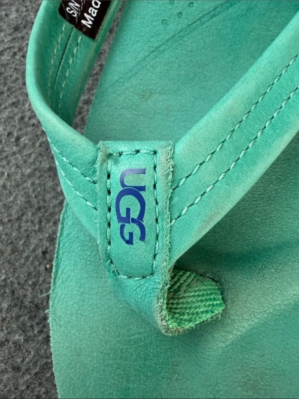 Rare UGG Suede Nubuck‎ Leather Blue Comfort Thong Flip Flop Sandals Size 10